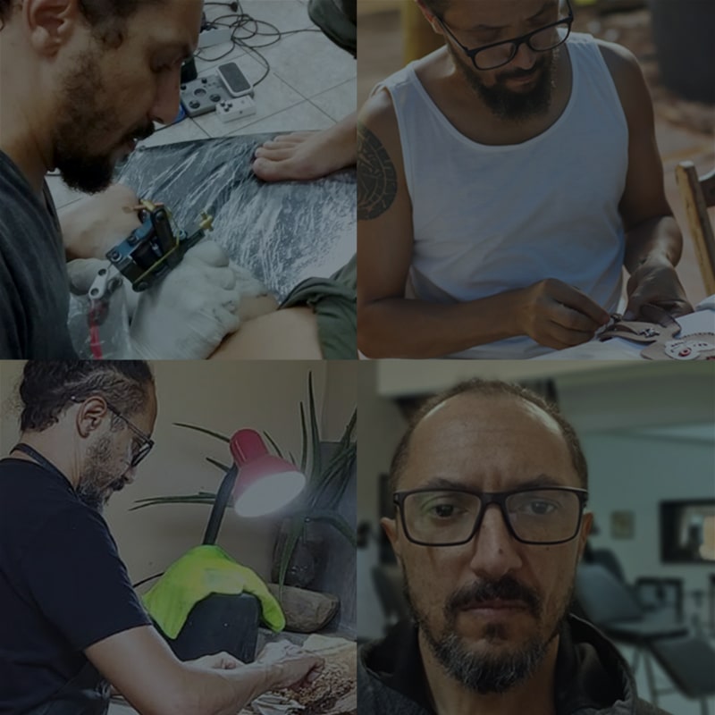 Mosaico de Fotos de Yah Alecrim em atividades e rosto